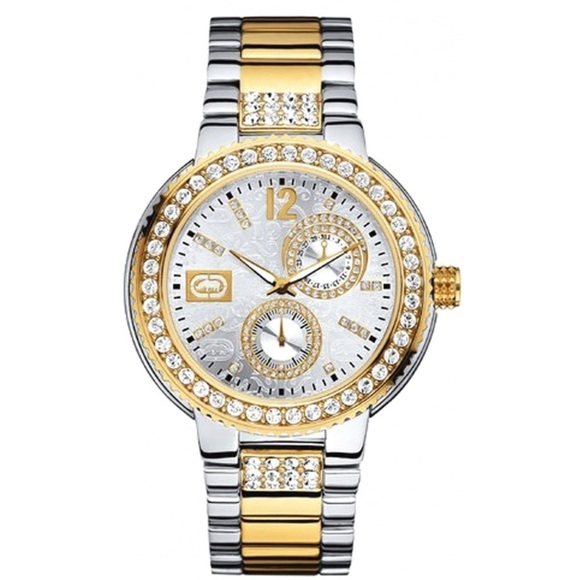 Marc Ecko The Cool Watch Gold and Silver Tone Rhinestone Encrusted Bling Watch - Picture 1 of 11